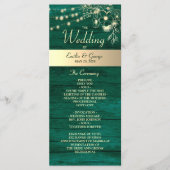 Rustic Emerald Green Wedding Programmakaart (Voorkant)