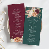 Rustic Emerald Green Wedding Programmakaart