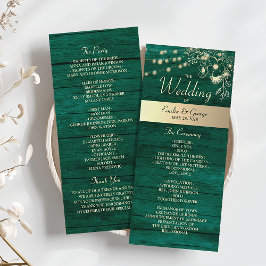 Rustic Emerald Green Wedding Programmakaart