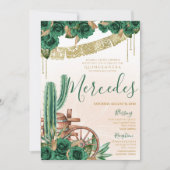 Rustic Emerald Green Western Charro Quinceanera Kaart (Voorkant)