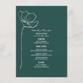 Rustic Emerald Line Art Flower Wedding Menu (Voorkant)