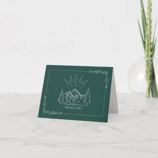 Rustic Emerald Mountain Wedding Bedankkaart (Voorkant)