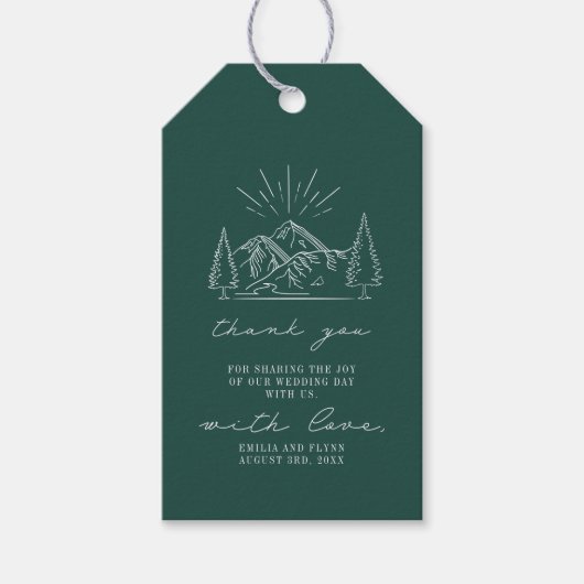 Rustic Emerald Mountain Wedding Bedankt Cadeaulabel (Voorkant)