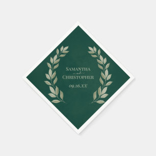 Rustic Emerald & Sage Leaves Diagonal Wedding Servet