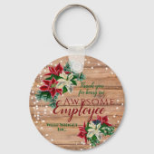 Rustic Employee Appreciation KerstFloral Sleutelhanger (Voorkant)