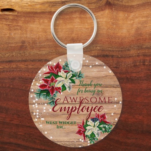 Rustic Employee Appreciation KerstFloral Sleutelhanger (Voorkant)