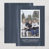 Rustic en Modern Blue Waterverf Hanukkah Feestdagenkaart (Voorkant / Achterkant)