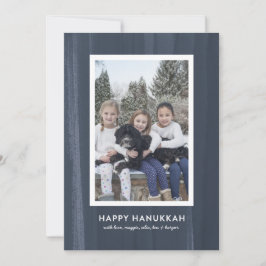 Rustic en Modern Blue Waterverf Hanukkah Feestdagenkaart