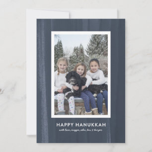 Rustic en Modern Blue Waterverf Hanukkah Feestdagenkaart