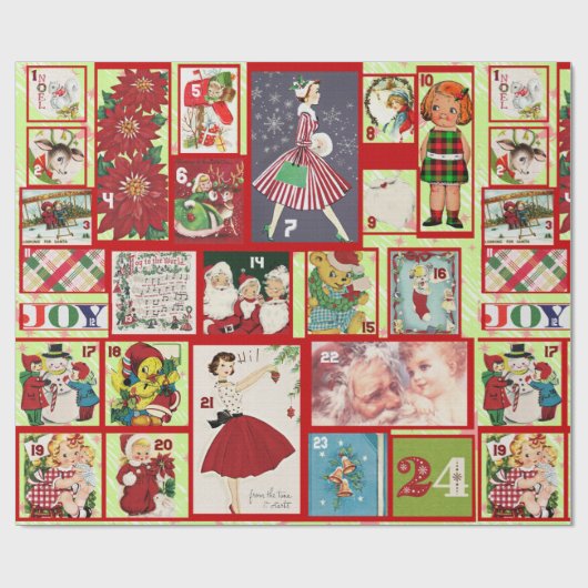 Rustic en Retro Advent Calendar Cadeaupapier (Vlak)