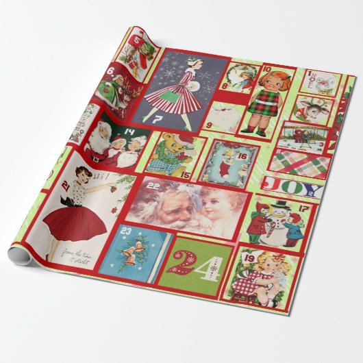 Rustic en Retro Advent Calendar Cadeaupapier (Uitgerold)