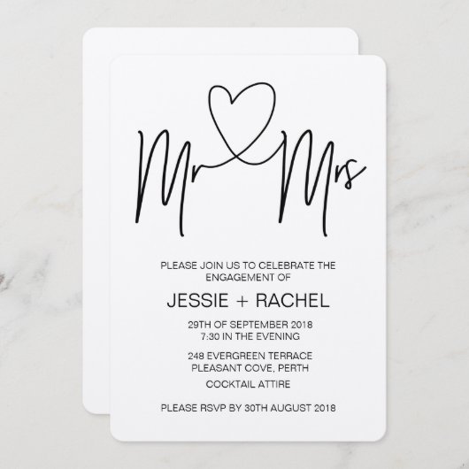 Rustic Engagement Party Invitation Future Mr & Mrs Kaart (Voorkant / Achterkant)