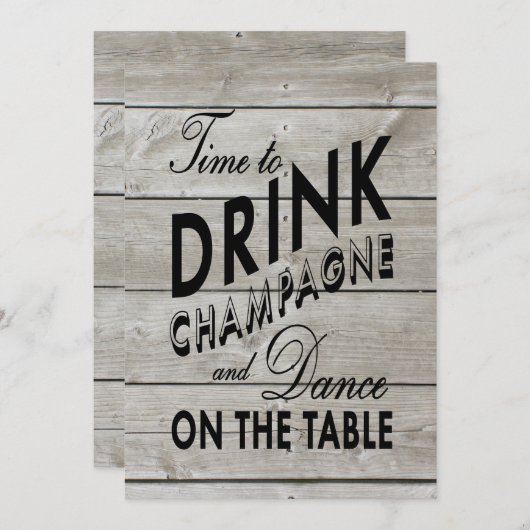 Rustic Engagement Party Time to Drink Champagne Kaart (Voorkant / Achterkant)