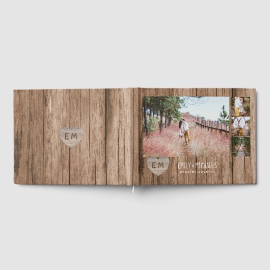 Rustic Engraved Heart Wedding Vrijgezellenfeest PH Gastenboek (Volledig)