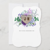 Rustic Engraved Wood Heart Monogram Floral Herfst Kaart (Achterkant)