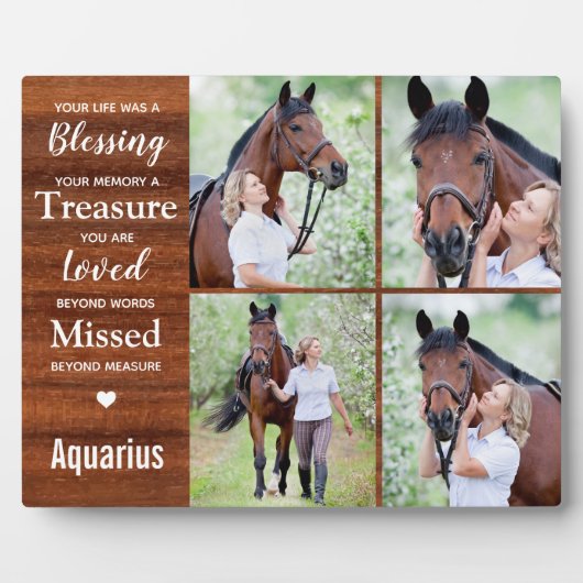 Rustic Equestrian Keepslag Horse Memorial Fotoplaat (Voorkant)