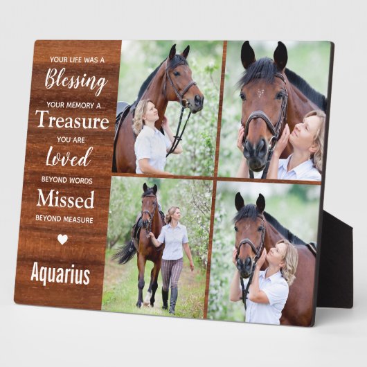 Rustic Equestrian Keepslag Horse Memorial Fotoplaat (Zijkant)