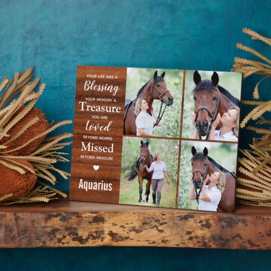 Rustic Equestrian Keepslag Horse Memorial Fotoplaat (Zijkant)