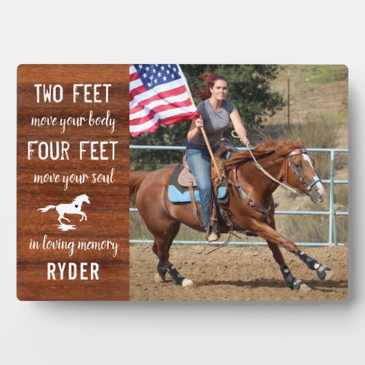 Rustic Equine Remembrance Keepslag Horse Memorial Fotoplaat (voorkant)