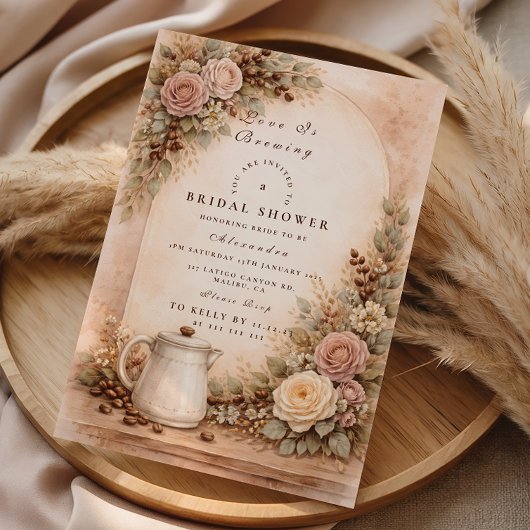 Rustic Espresso Bar Bridal Shower Kaart