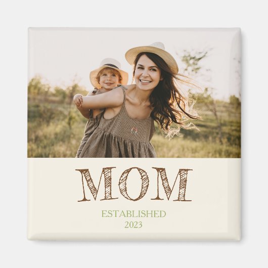Rustic Established Mom Name Year Gift Magneet (Voorkant)