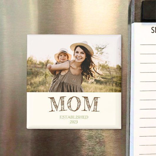 Rustic Established Mom Name Year Gift Magneet