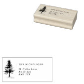 Rustic Etched Pine Tree Familie Adres Rubber Stam Rubberstempel (Gestempeld)