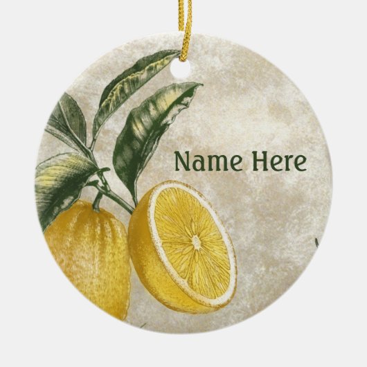 Rustic Etched Vintage Lemons Keramisch Ornament (Voorkant)