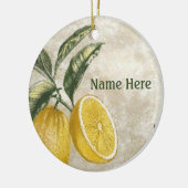 Rustic Etched Vintage Lemons Keramisch Ornament (Links)