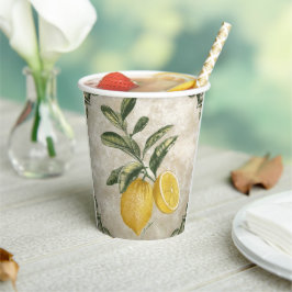 Rustic Etched Vintage Lemons Papieren Bekers