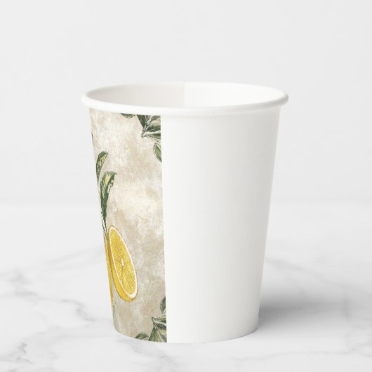 Rustic Etched Vintage Lemons Papieren Bekers (Links)