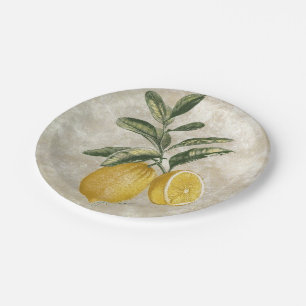 Rustic Etched Vintage Lemons Papieren Bordje