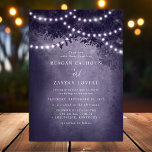 Rustic Etheral Droy Tree String Lights Paars Kaart<br><div class="desc">Creëer een magische sfeer voor uw speciale dag met deze Paarse Rustieke Dreamy Tree String Lights bruiloft uitnodiging. Met een charmante rustieke paarse boom versierd met dromerige strijklichten, deze uitnodiging zet een romantische en grillige toon voor uw bruiloft. Perfect voor buiten- en avondceremonies, het vangt de schoonheid van natuur en...</div>