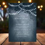 Rustic Etheral Droy Tree String Lights Wedding Kaart<br><div class="desc">Navy Blue Rustic Etheral Dreamweaver Tree String Lights Invitation. Dit ontwerp bevat een etherische droomboom in het bos met prachtige gloeiende snaarlichten en een achtergrond met een zachte gloed en een droom als voelen. Dit elegante bosontwerp kan gepersonaliseerd worden met je eigen trouwgegevens. Ideaal voor een buitenbruiloft.</div>