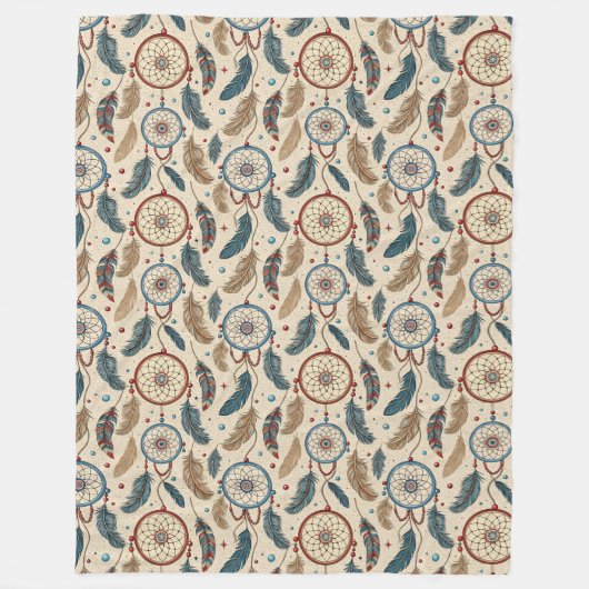 Rustic Etnic Inheemse Artistiek dromenvanger Fleece Deken (Voorkant)