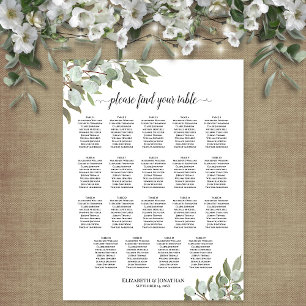 Rustic Eucalyptus 19 Tafel - bruiloft Poster