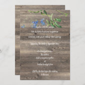 RUSTIC EUCALYPTUS BLAUWE FLORALE WEDINGINVITATIE KAART (Voorkant / Achterkant)