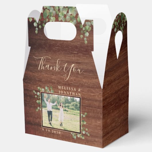 Rustic Eucalyptus Botanical Foliage Photo Weddensc Bedankdoosjes (Geopend)