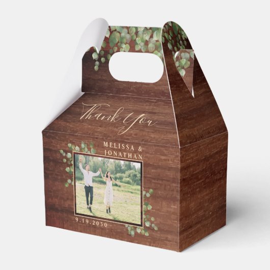 Rustic Eucalyptus Botanical Foliage Photo Weddensc Bedankdoosjes (Voorkant Zijde)