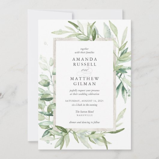 Rustic Eucalyptus Botanical Greenery Wedding Kaart (Voorkant)