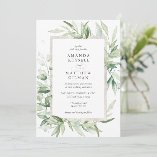 Rustic Eucalyptus Botanical Greenery Wedding Kaart (Staand voorkant)
