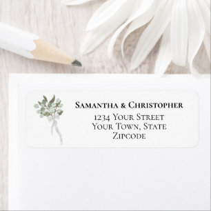 Rustic Eucalyptus Bouquet Wedding Return Address Etiket