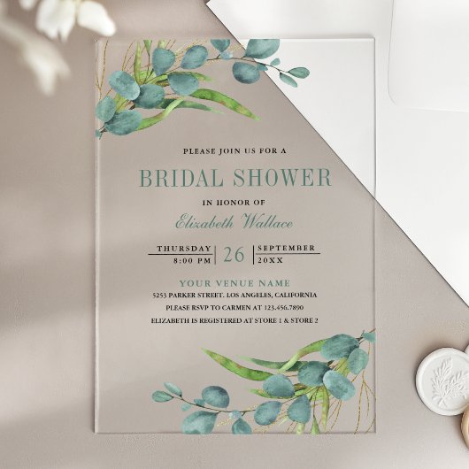 Rustic Eucalyptus Bridal Shower Acryl Uitnodigingen