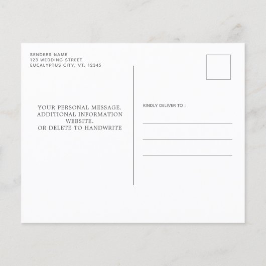 Rustic Eucalyptus budget Weddenschap bespaart datu (Achterkant)