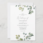 Rustic Eucalyptus Duo Greenery Wedding Invitation Kaart (Voorkant)