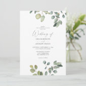 Rustic Eucalyptus Duo Greenery Wedding Invitation Kaart (Staand voorkant)
