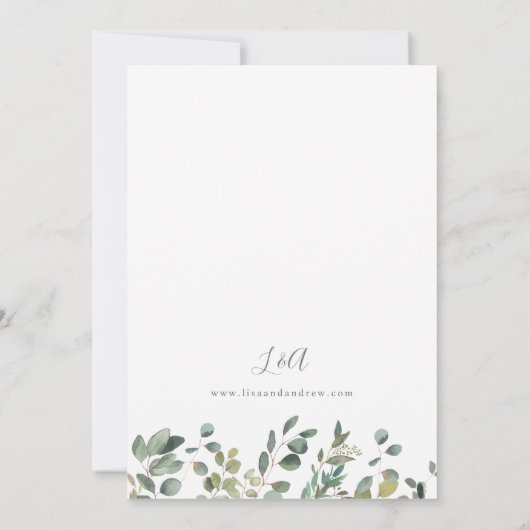 Rustic Eucalyptus Duo Greenery Wedding Invitation Kaart (Achterkant)