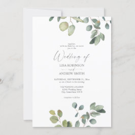 Rustic Eucalyptus Duo Greenery Wedding Invitation Kaart