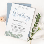 Rustic Eucalyptus Dusty Blue Wedding Uitnodiging