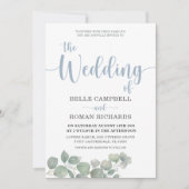 Rustic Eucalyptus Dusty Blue Wedding Uitnodiging (Voorkant)